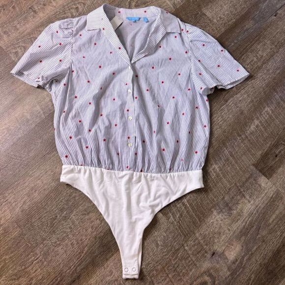 Draper James RSVP Patriotic Linen Blend Bodysuit-Size XL - Picture 3 of 8